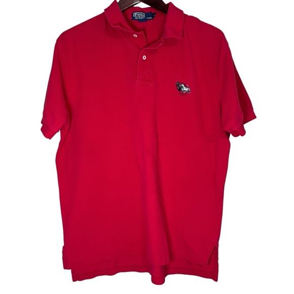 VTG Polo Ralph Lauren Men Shirt Red Scottish Ralphie Terriers Sz Large Chest Dog - Picture 1 of 9